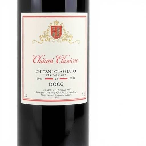 Bottiglia di vino Chianti Classico DOCG con etichetta tradizionale