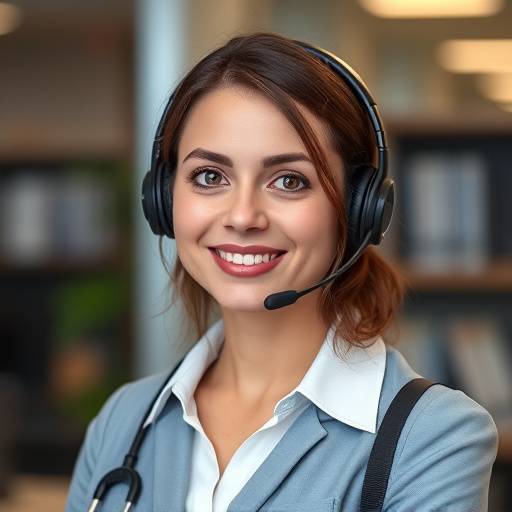 Ritratto di Sofia Russo, responsabile del servizio clienti di Mercato Italiano Autentico, con cuffie e aria professionale.