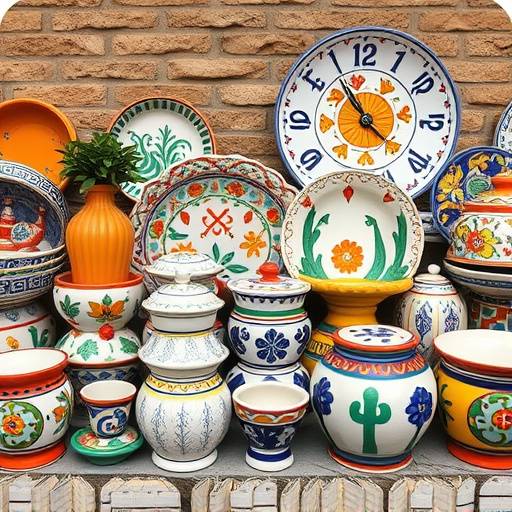Set di ceramiche dipinte a mano provenienti da Caltagirone, Sicilia
