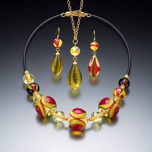 Set di gioielli in vetro di Murano composto da collana e orecchini