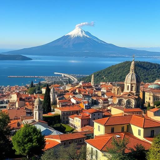 Vista panoramica di Taormina con l'Etna sullo sfondo